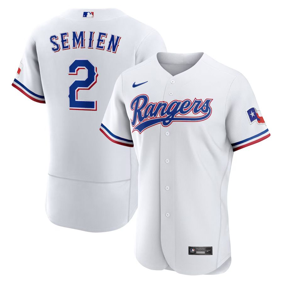 Men Texas Rangers #2 Marcus Semien Nike White Home Authentic Player MLB Jersey